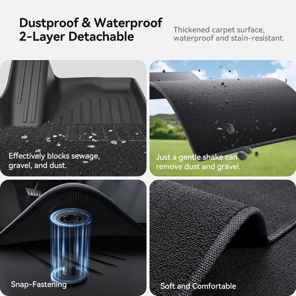 YZ for Tesla Model Y Juniper 2025 Floor Mats with Door Sill Protection Strips All-weather Floor Liner Cargo Mat Trunk Backrest