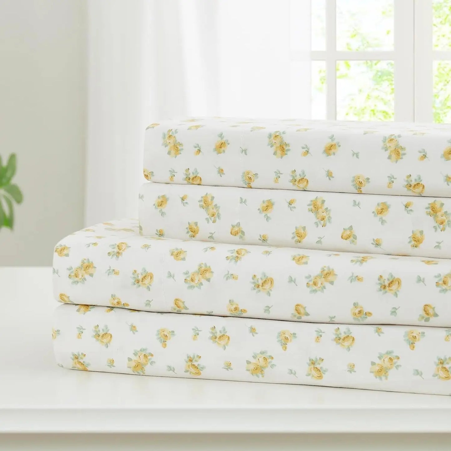 4-Piece Bedding Sheets & Pillowcase Set, Printed Extra Soft Deep Pocket Up To 16 Inch Mattress Forever Roses, Bedding Set