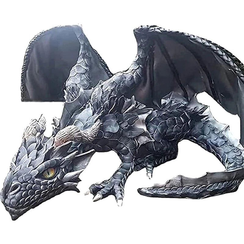 Garden Big Squatting Dragon Sculpture Guardian Statue Garden Dragon Sculpture Halloween Outdoor Gothic Decor