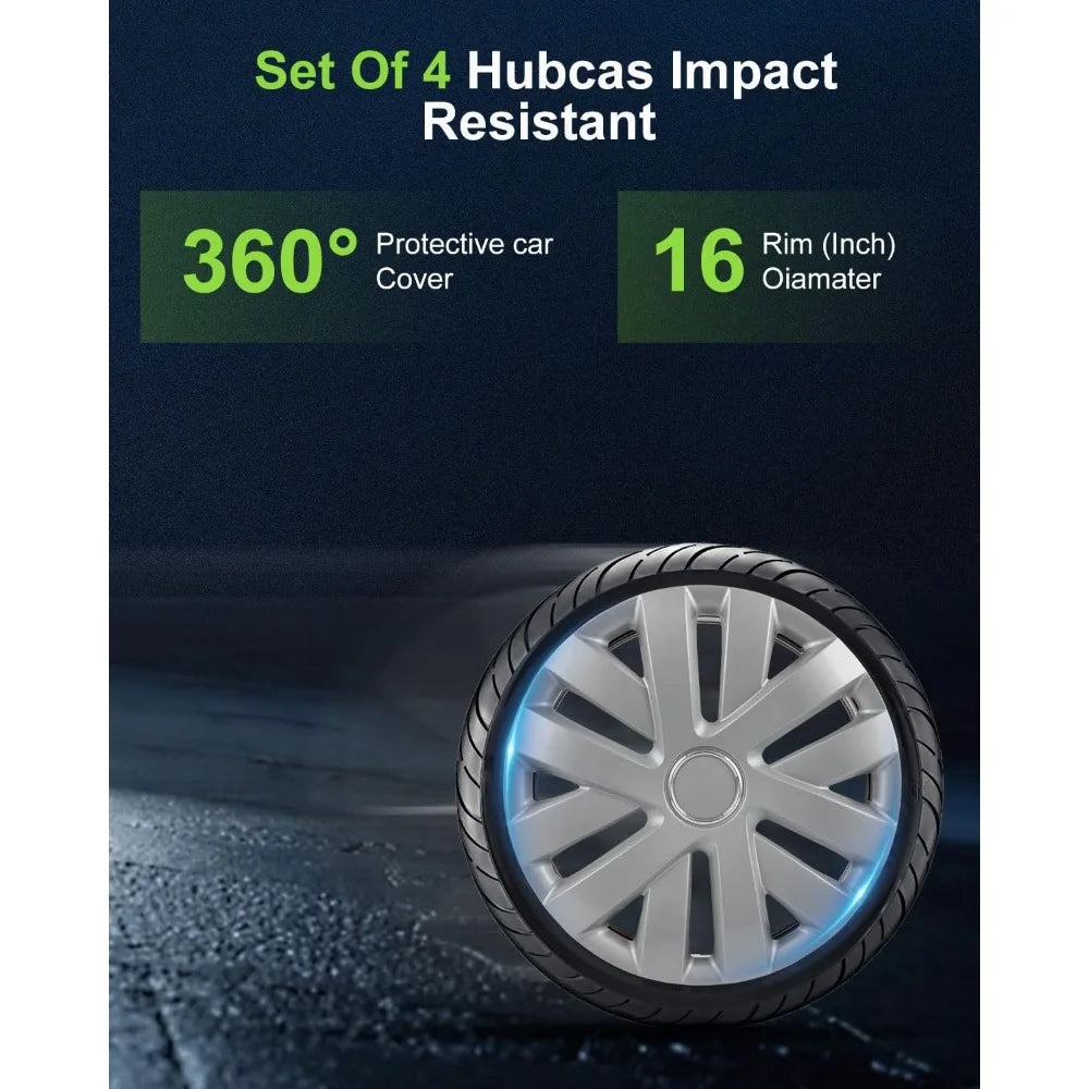 Snap On Hubcap Auto Tire Replacement Exterior Cap OEM Steel Wheel Hubcaps Wheel Cover Rim 16 Inch Hub Caps Universal Set of 4 PP