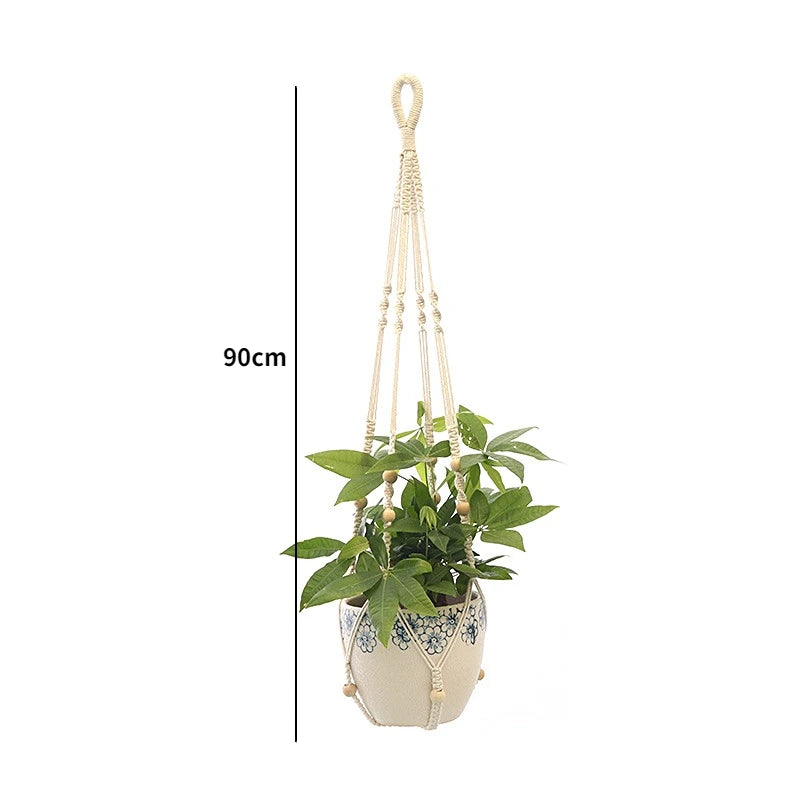 Handmade Macrame Plant Hanger Basket Flower Pot Balcony Hanging Decoration Knotted Lifting Rope Bohemian Style Home Garden Decor