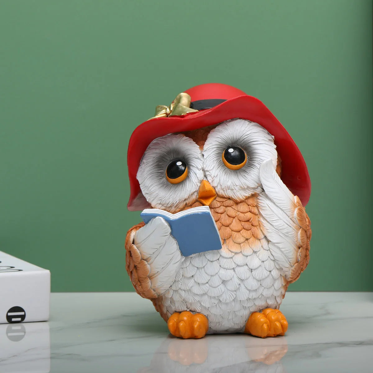 Owl Learning Book Reading Ornaments Creative Anthropomorphic Home Decor