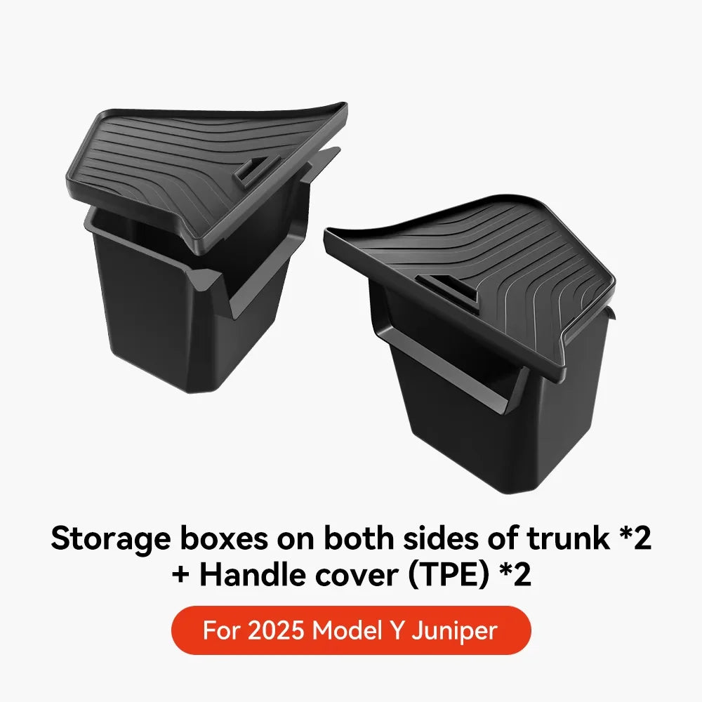 YZ Car Trunk Side Left Right Tidying Packet Storage Box For Tesla Model Y Juniper 2021-2025 Flocking Mat Cover Organizer