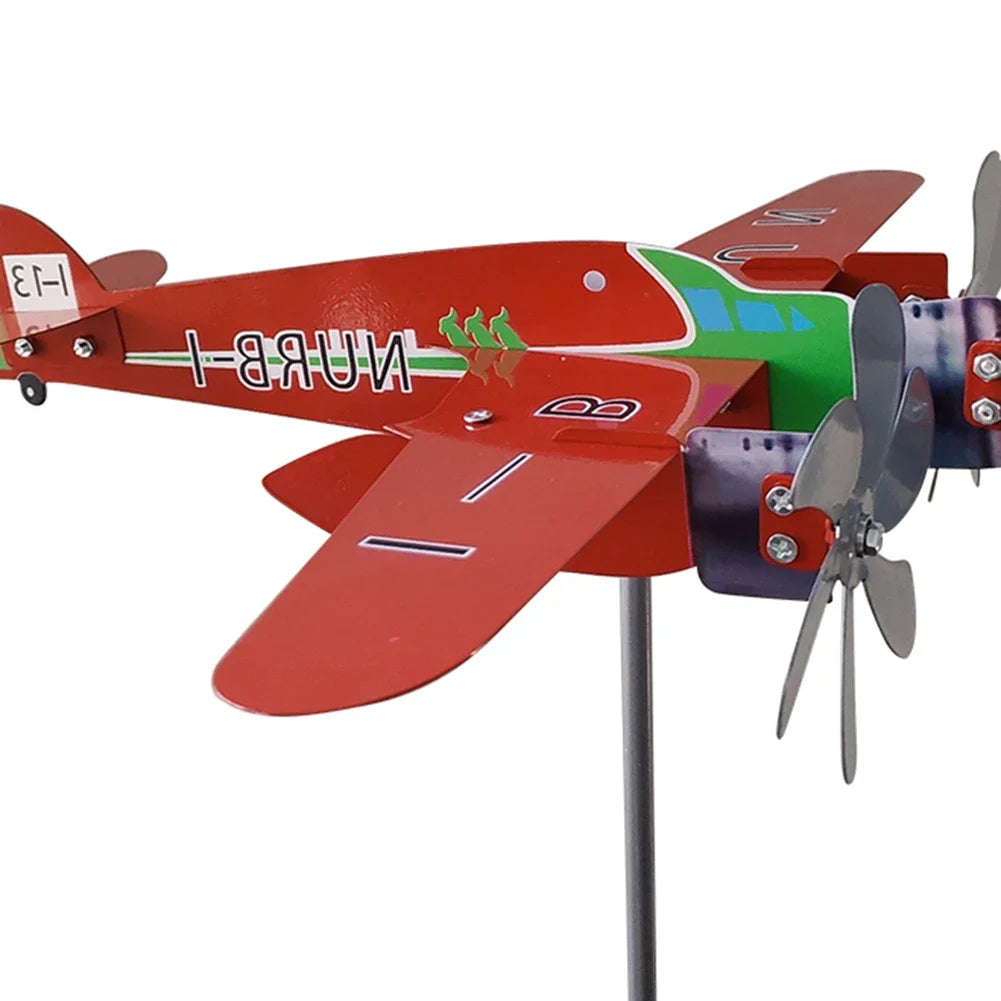 1-2PCS 3D Cub Wind Spinner Plane Metal Airplane Weather Vane Outdoor Roof Wind Direction Indicator Weather Vane Garden Decor New
