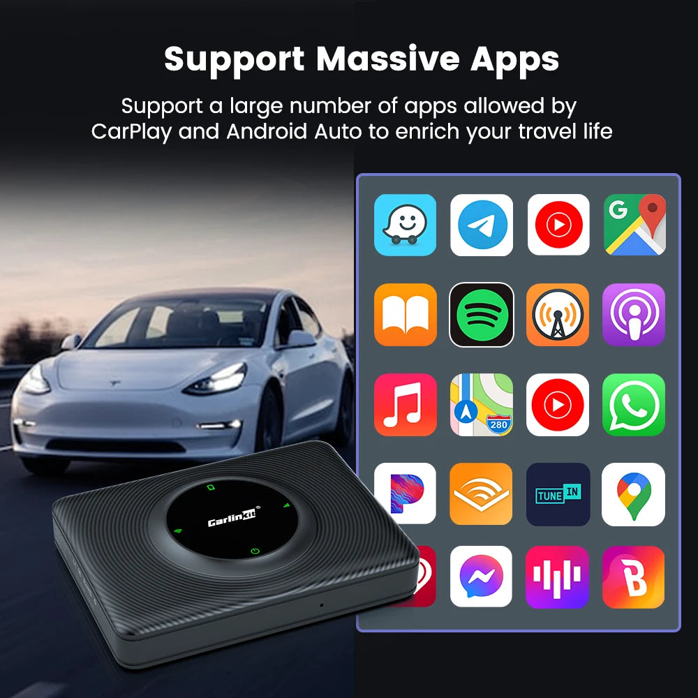 CarlinKit Wireless CarPlay & Android Auto for Tesla Model 3/X/Y/S - Auto Connect, Siri, Spotify, Waze | AlluCanFind