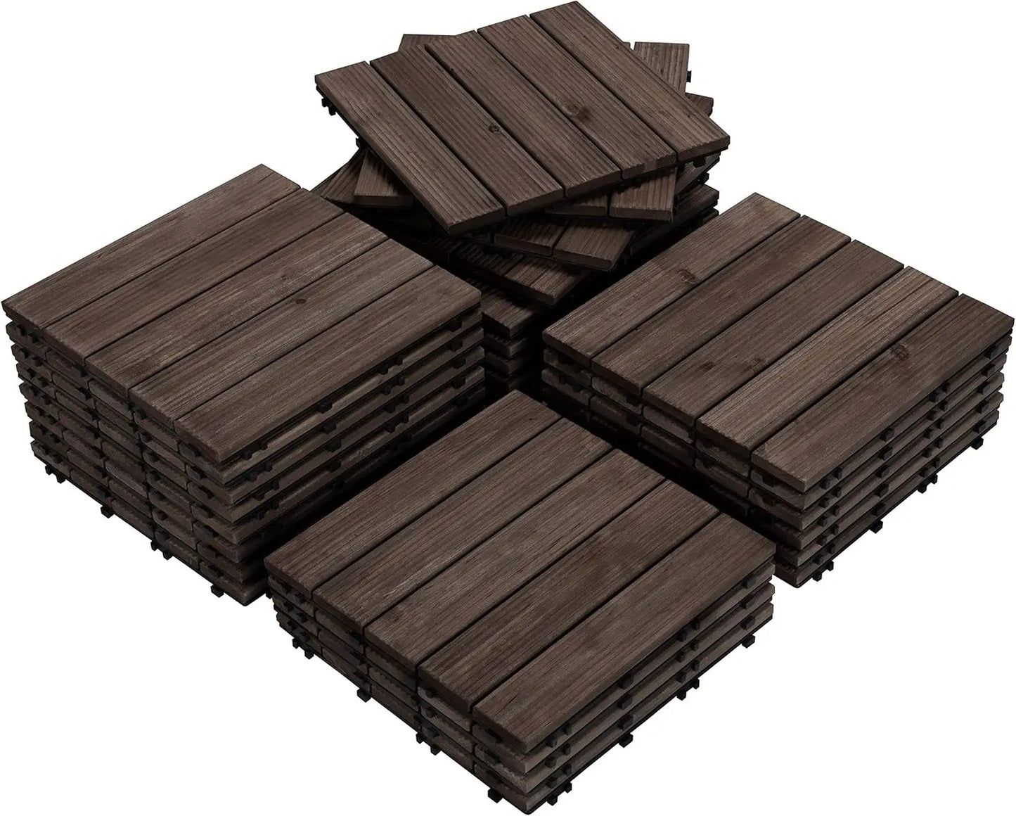 27PCS Interlocking Patio Deck Tiles Outdoor Flooring for Garden Poolside Fir Wood Indoor Natural Wood, Garden Floor Boards
