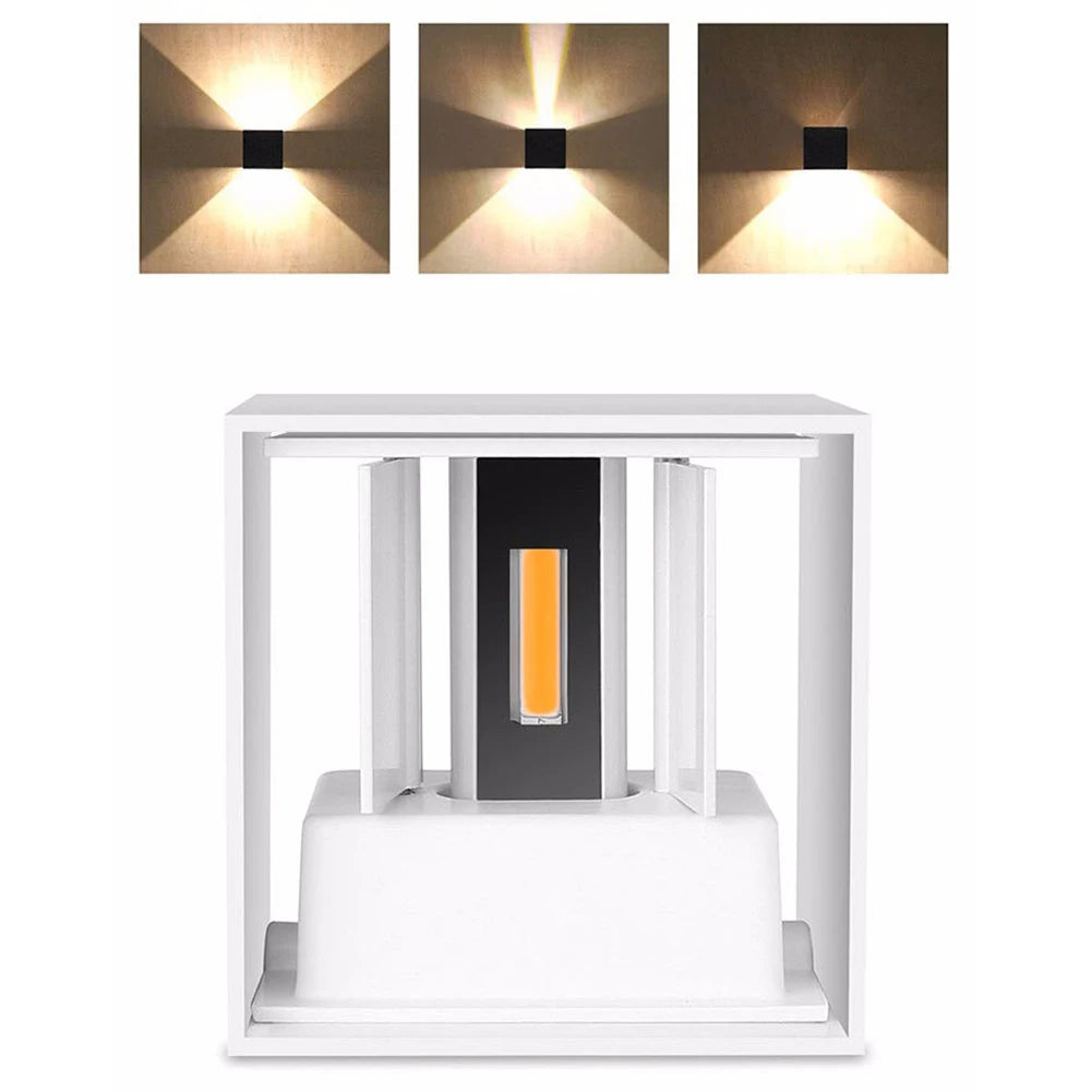 12W Dimmable COB Modern Brief Cube Adjustable Surface Mounted LED Wall Lamp Outdoor Waterproof Wall Light Garden Light Sconce
