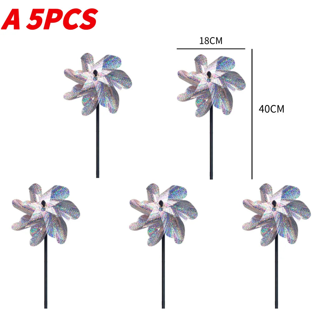 5/10PCS Bird Repeller Reflective Windmill Pinwheel Bird-Scaring Windmill Spinner for Garden Lawn Yard Decor and Keep Birds Away