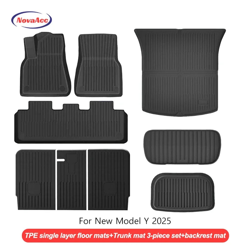 Floor Mats For Tesla Model Y 2025+ Juniper TPE All-Weather Waterproof Trunk Mat Liner Non-Slip Car Interior Protection