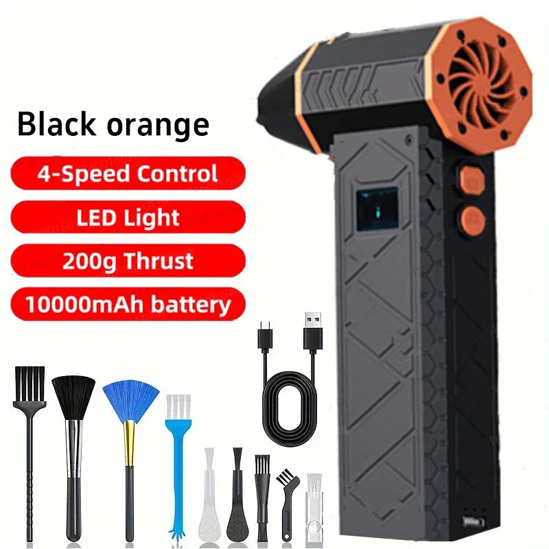 130000rpm Turbo Bladeless Electric Fan Air Duster Adjustable Wind Speed Violent Blower Rechargeablelight Portable Fan For Home