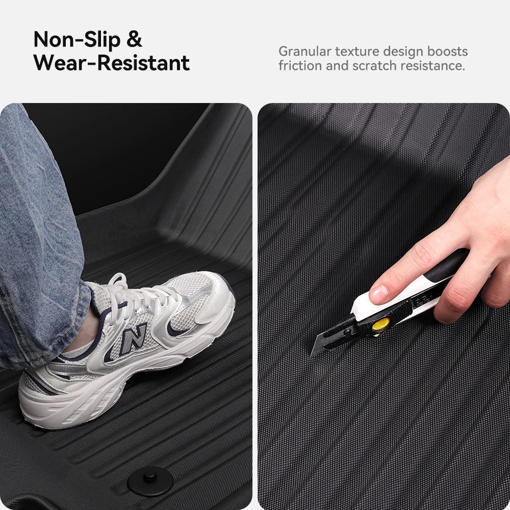 YZ for Tesla Model Y Juniper 2025 Floor Mats with Door Sill Protection Strips All-weather Floor Liner Cargo Mat Trunk Backrest