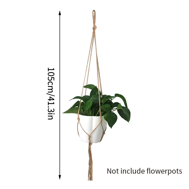 Gardening Green Plant Hanging Basket Cotton Rope Hanger Flower Pot Handmade Macrame Pot Pocket Wall Boho Courtyard Home Decor