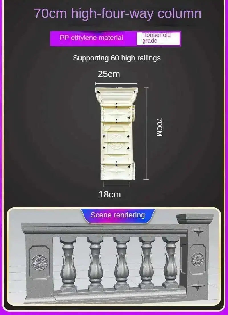 Home Garden Balcony Guardrail Vase Column Roman Column Molds Modern Cement Railing Building Mold European Villa Fence Handrail
