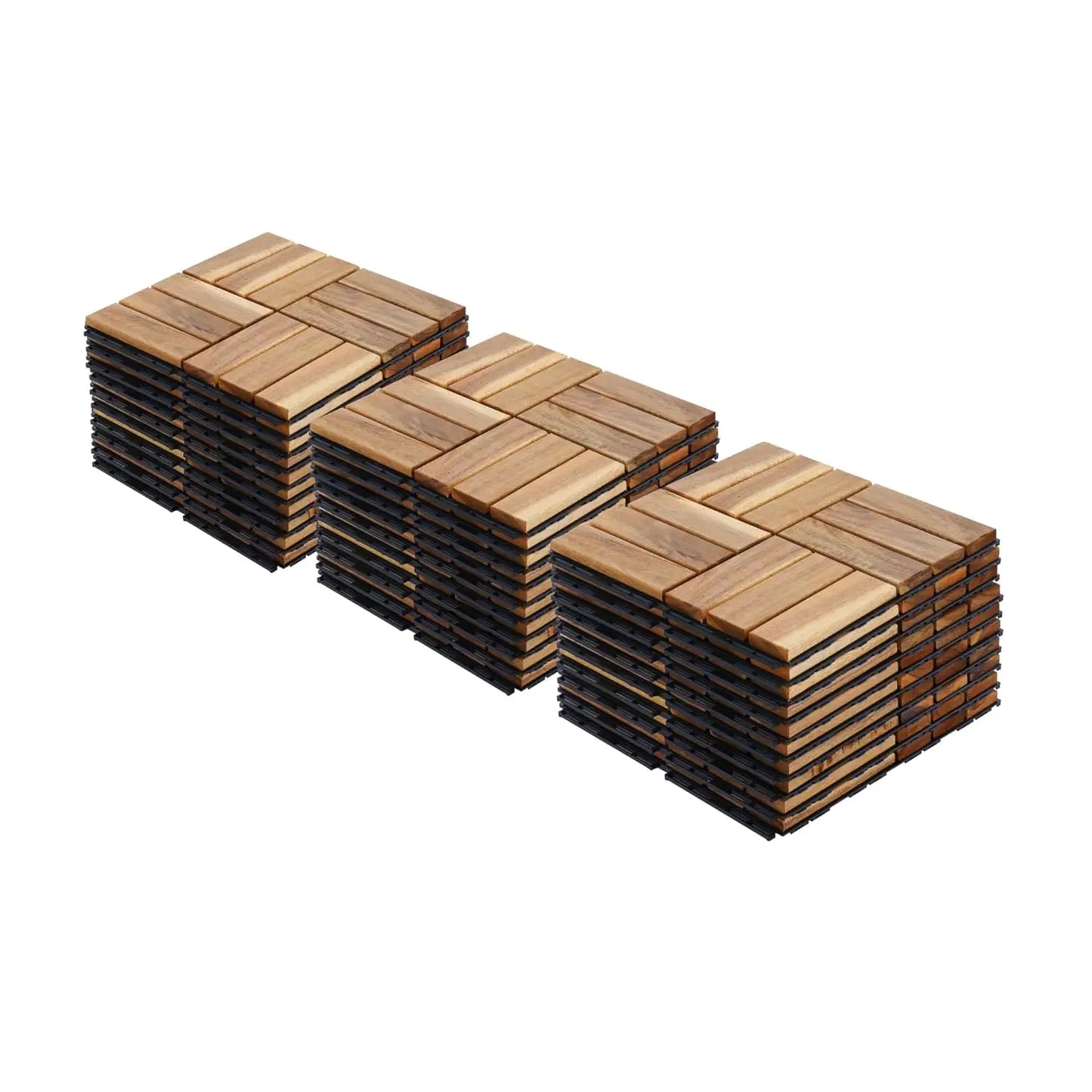 Acacia Wood Interlocking Deck Tiles-Waterproof Outdoor Floor All Weather Use, Patio Floor Decking Tiles for Porch Poolside