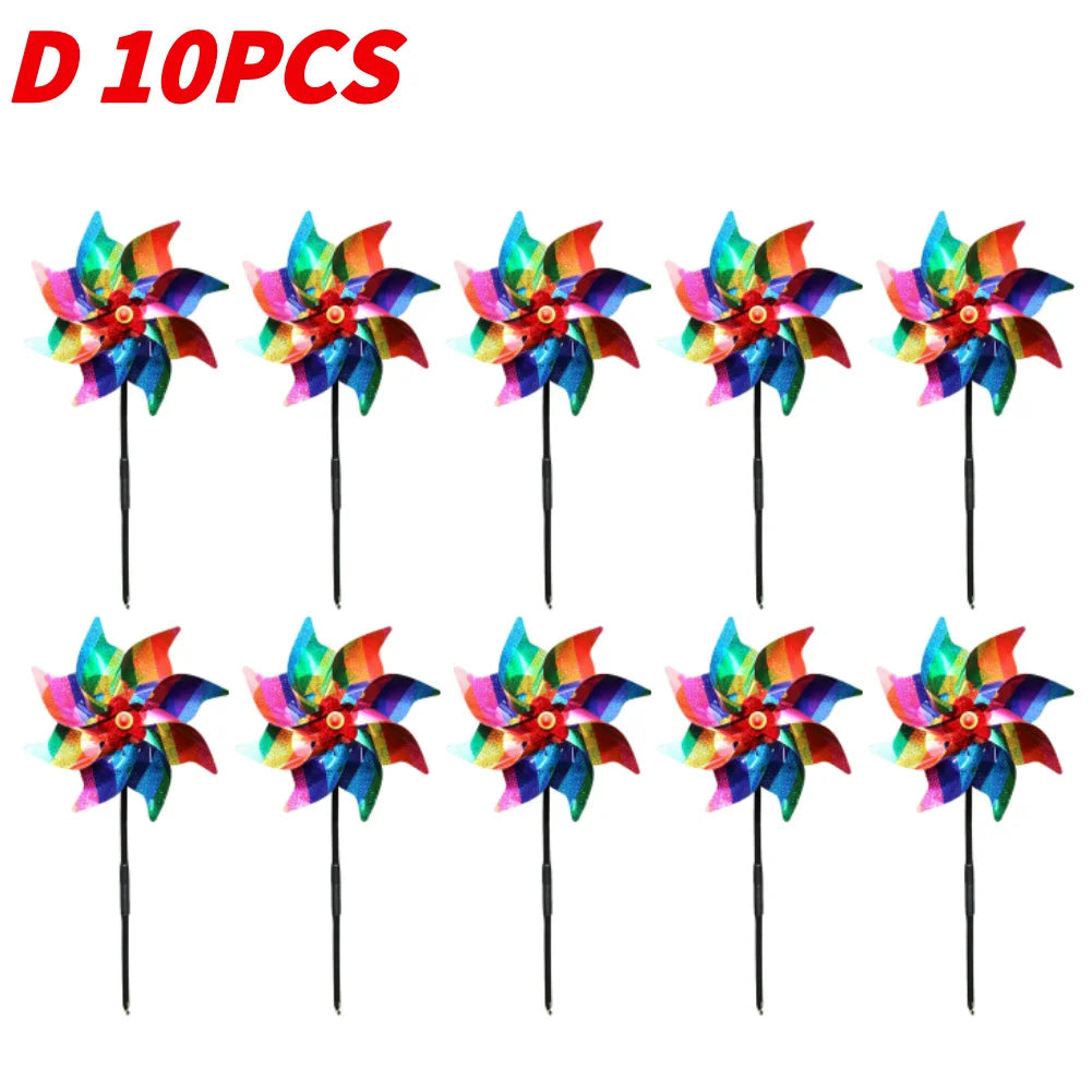 5/10PCS Bird Repeller Reflective Windmill Pinwheel Bird-Scaring Windmill Spinner for Garden Lawn Yard Decor and Keep Birds Away