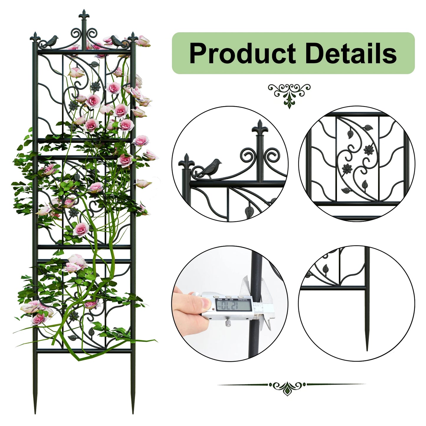 Metal Garden Trellis Tall Plant Climbing Fence for Vegetables Grapes and Flowers