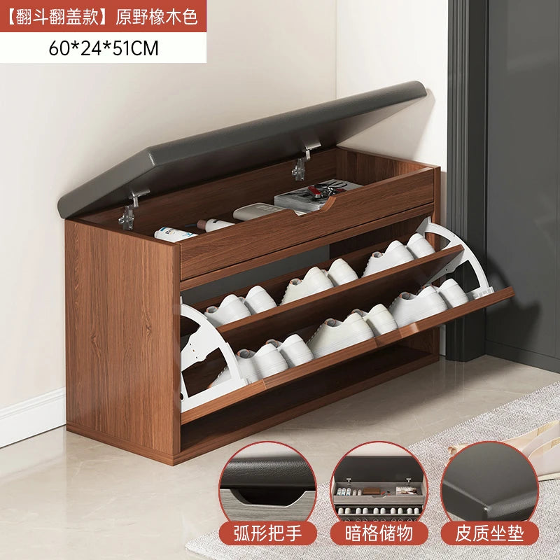 Shoe Change Stool at the Entrance to the Door, Household Seated Shoe Cabinet Seat, Integrated Shoe Rack, Soft