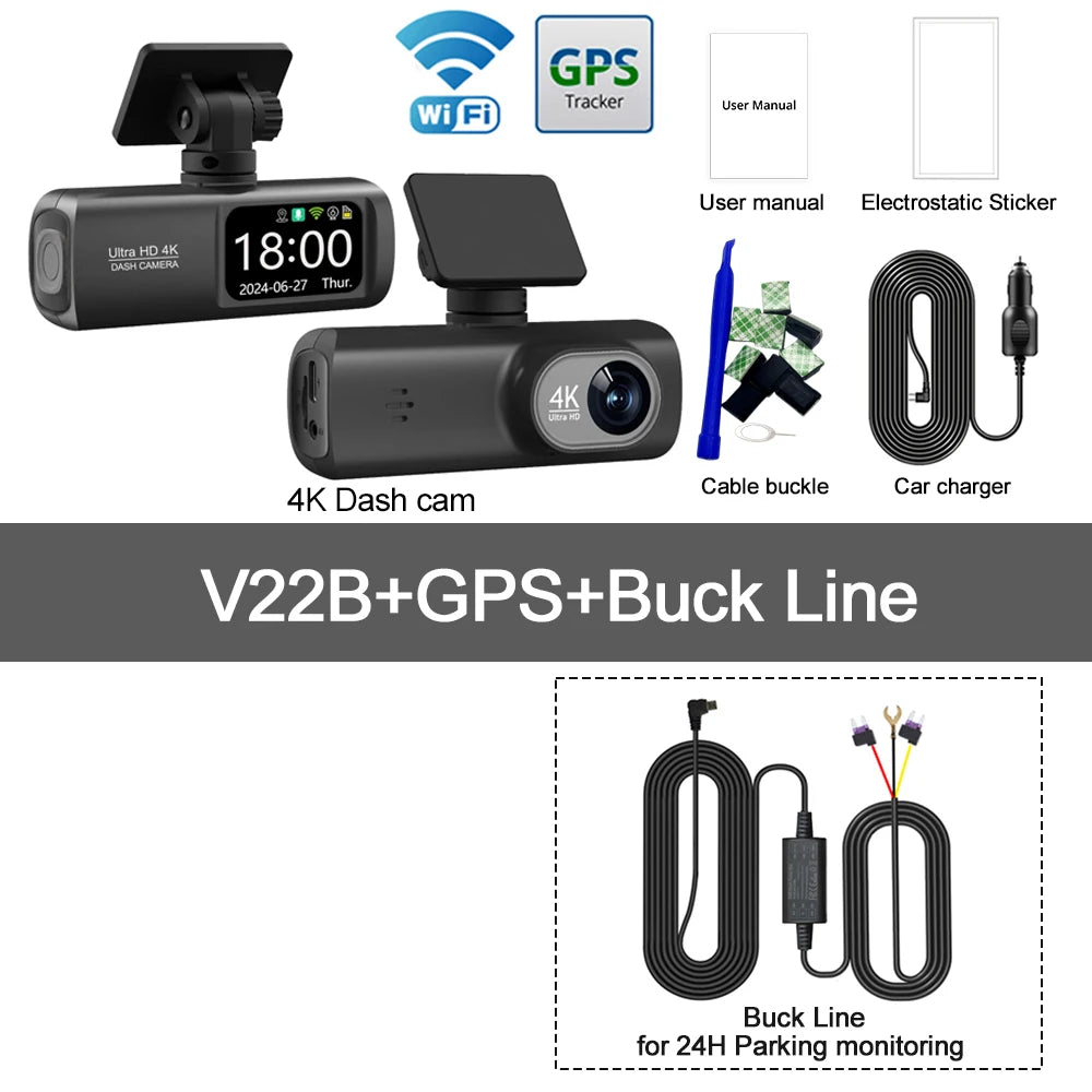 UHD 4K Dash Cam Dual Lens Driving Recorder Car DVR 1080P Rear Lens Cam