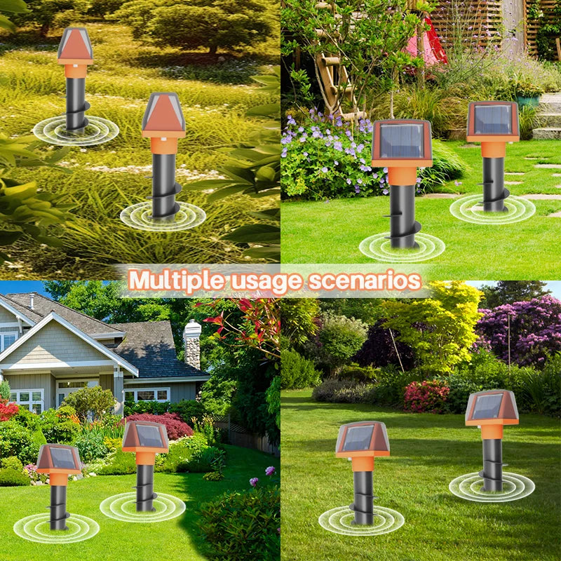 Double-sided solar animal repeller Spirally inserted mouse repeller repels moles and snakes Solar charging