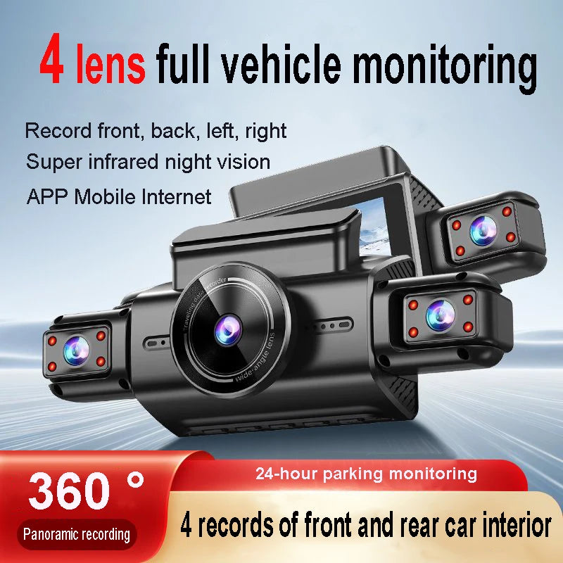 4 Channel Hidden Dash Cam with APP 4K HD Night Vision 24/7 Parking Mon