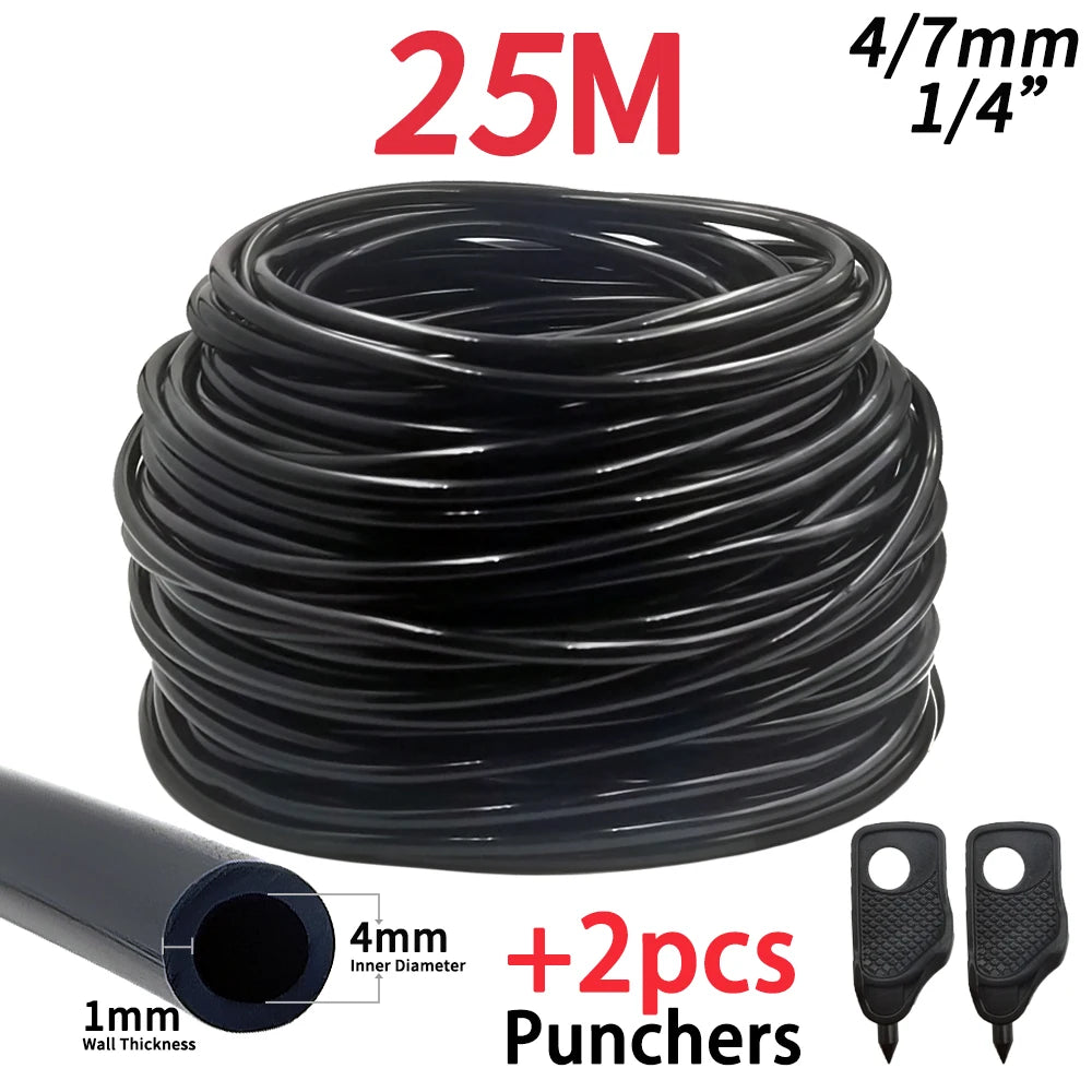 5M-30M Outdoor Misting Cooling System Garden Irrigation Watering 1/4'' Brass Atomizer Nozzles 4/7mm Hose for Patio Greenhouse