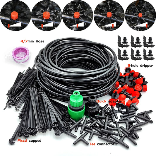 10-30M Garden 1/4'' Drip Irrigation Kit Automatic Watering System Nozzles for Farmland Bonsai Plant Flower Vegetable Greenhouse