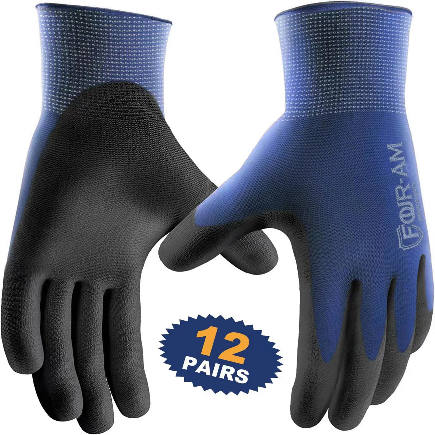 3/12Pairs Ultra-Thin PU Coated Outdoor Work Gloves for Men women.Nylon Ultra-Soft Lightweight Fitting Glove Lightweight Fitting