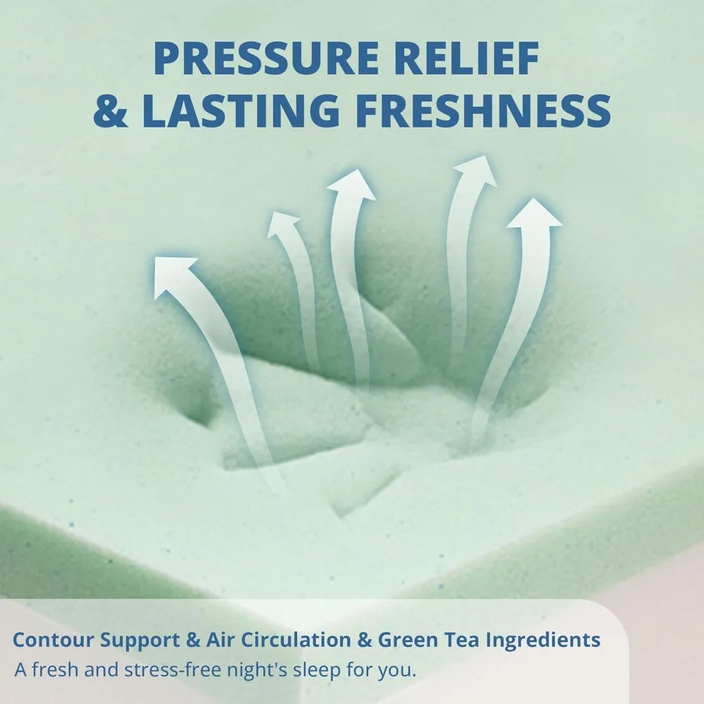 Mattress 8 Inch Green Tea Memory Foam Mattress for Cool Sleep & Pressure Relief,CertiPUR-US Certified Medium Mattresses in a Box