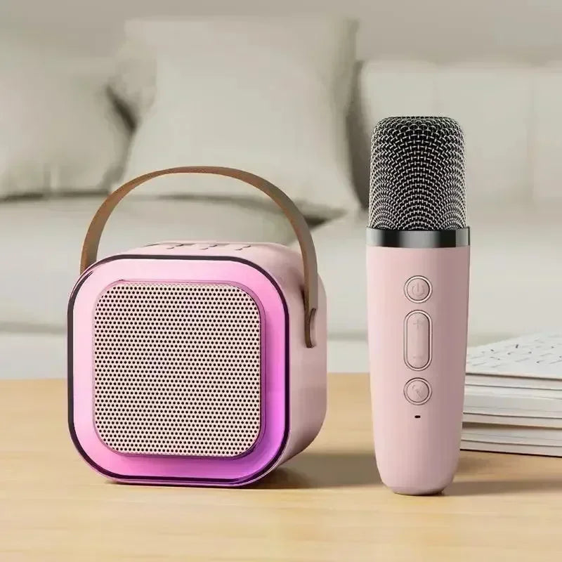 Portable Bluetooth Karaoke Machine - Wireless Speaker w/ 2 Microphones, RGB, for Kids Home Gift | AlluCanFind