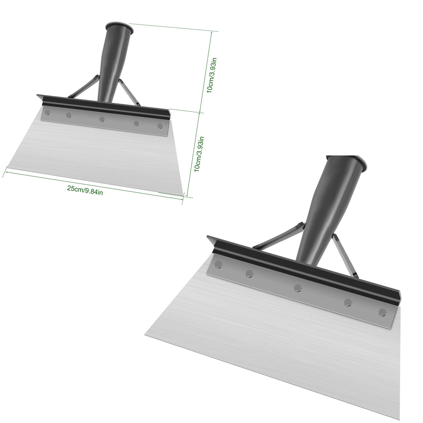 Multi-Use Cleaning Shovel Head 9.8inch Garden Pig Farm Pigeon Chicken Coop Manure Shovel Stainless Steel Weeding Hand Shovel