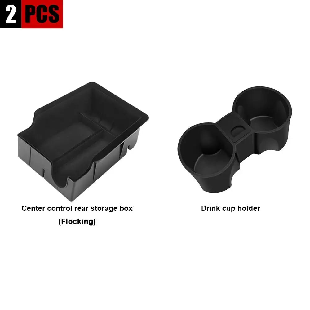 YZ For Tesla Model 3 Medel Y Storage Box Center Armrest Hidden Box Cup Holder Organizer 2023 2022 Car Accessories