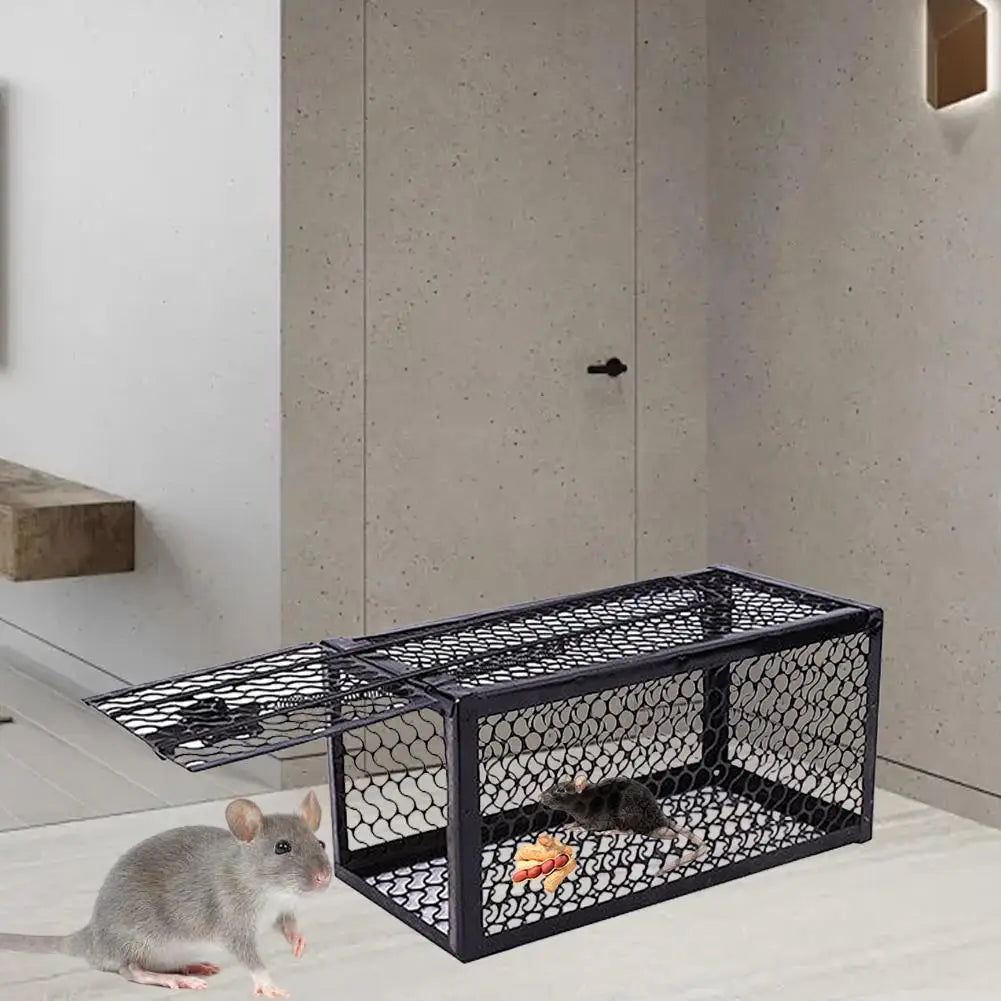 Self-locking Trap Catcher Mouse Rat Bait Mice Live Box Mice Trap Cage Reusable Catch Rat Implement Trap Rat Cage Iron Cage