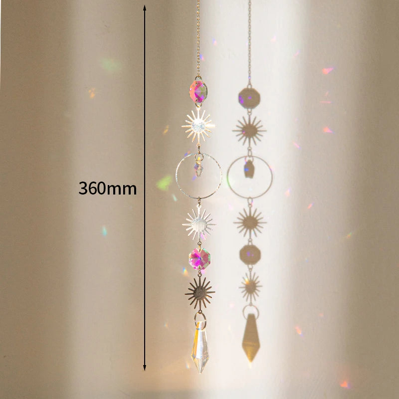 Brass Crystal Rainbow Crystal Hanging Pendants Suncatcher Moon Catcher Stained Glass Wind Chimes Home Garden Decor Kristalle