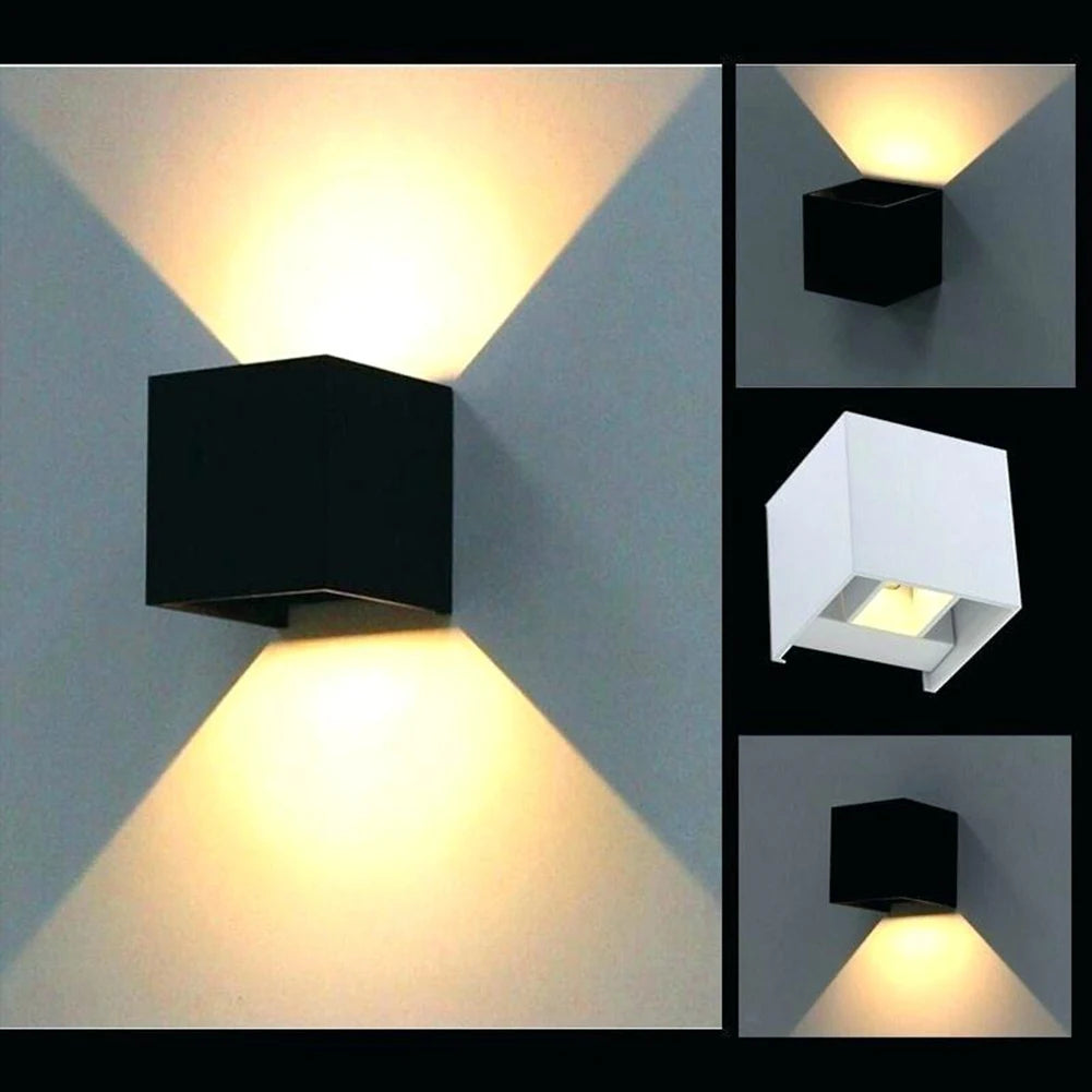 12W Dimmable COB Modern Brief Cube Adjustable Surface Mounted LED Wall Lamp Outdoor Waterproof Wall Light Garden Light Sconce