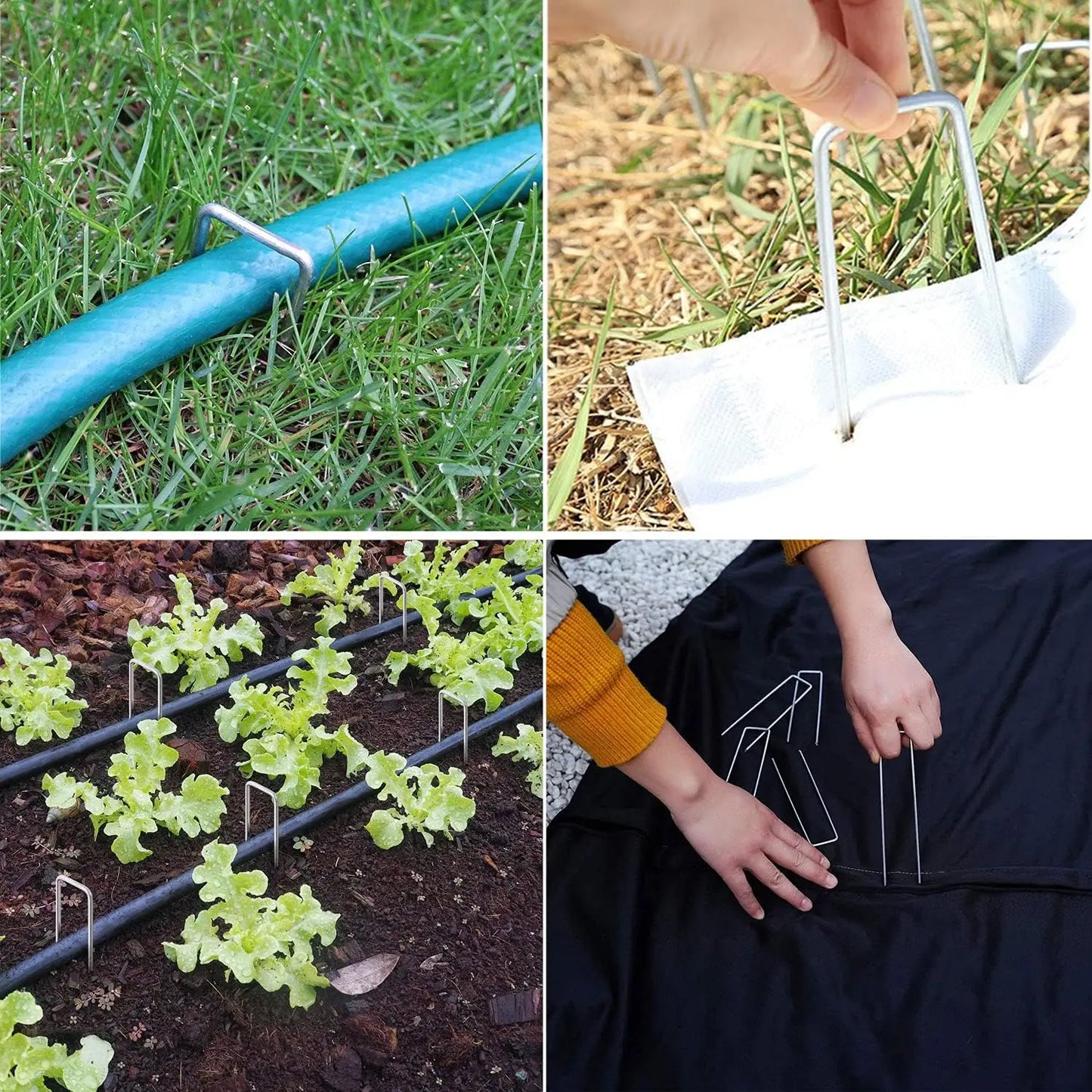 100/10pcs Metal Garden Stakes U-Shape Landscape Staple Ground Nail Fence Film Tents Securing Pegs Sod Pins Gardening Tools