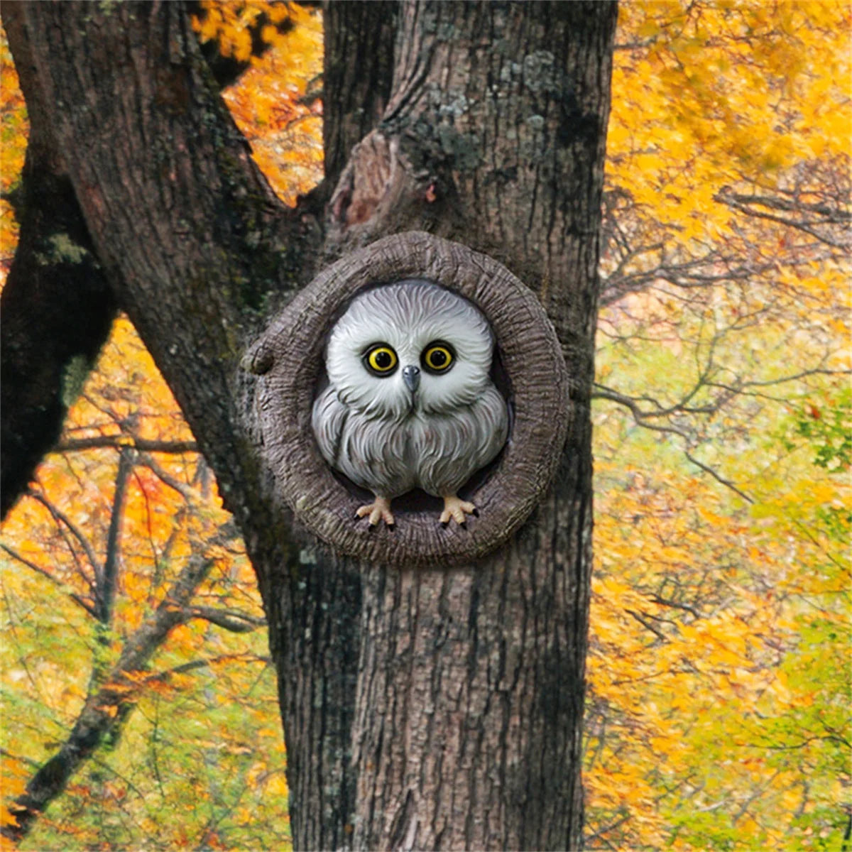 1pc Owl Tree hole Hugger tree decor,Garden Statues Owl,Nature Country Art Owl Figurine for Indoor Outdoor Yard Tree Decorations,