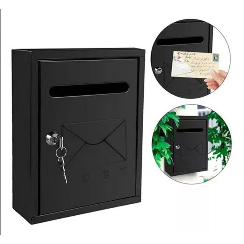 20x7.5x26cm Metal Wall Mount Mailbox Letter Box Apartment Complaint Box Large Capacity Easy Installation Office Home Postbox