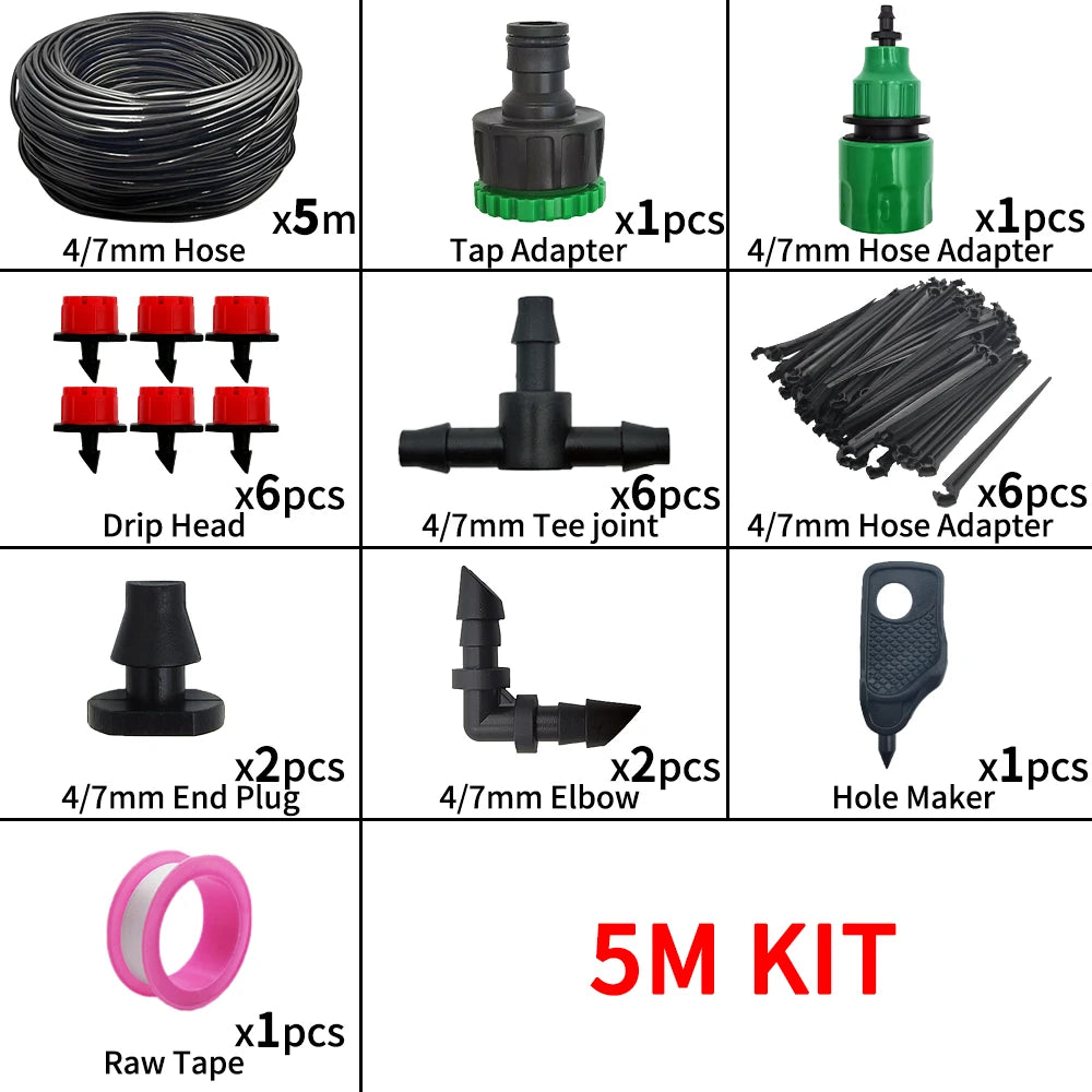 5-20M Drip Irrigation System Plant Watering Set Watering Kits Adjustable Drippers For Irrigation Micro Garden Watering System