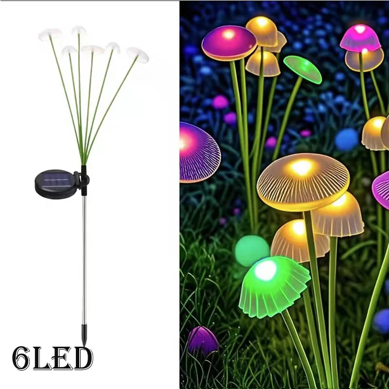 Solar Garden Light, Mushroom Lights Outdoor, IP65 Waterproof Firefly Swaying Lamp, Jellyfish Outdoor Decor for Garden