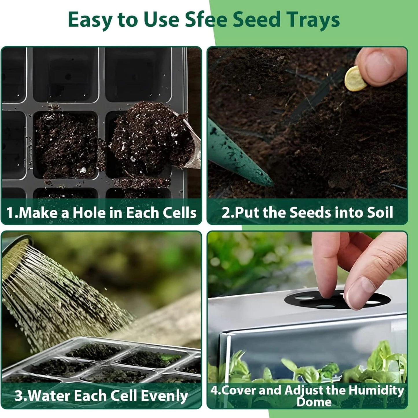 10 Pack Seed Starter Tray with Ventilation Hole 12Grids Seeds Growing Cultivation Planting Box Mini Greenhouse Plant Starter Kit