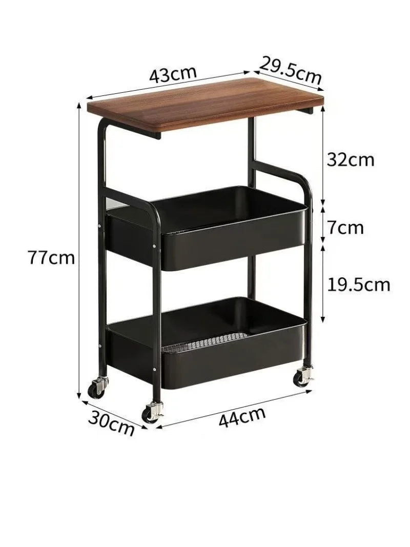 Double Coffee Table Storage with Small Table Movable Living Room Space Saving Modern Style Sturdy Structure Storage Shelf