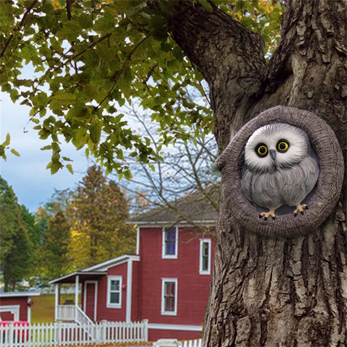 1pc Owl Tree hole Hugger tree decor,Garden Statues Owl,Nature Country Art Owl Figurine for Indoor Outdoor Yard Tree Decorations,