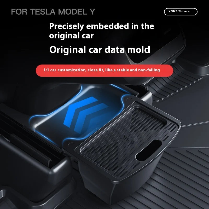 YZ For Tesla Model Y Juniper 2021-2025 Magnetic Suction Back Row Intermediate Storage Box For Tesla Storage Box Car Accessories