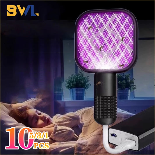 Electric Mosquito Swatter UV Light Bug Zapper Rechargeable Fly Killer Insect Racket Portable Outdoor Pest Control for Camping