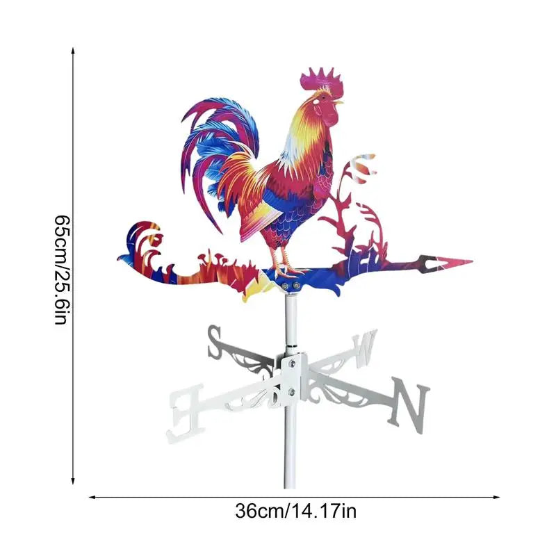 Metal Rooster Weathervane Yard Garden Barn Ornament Weather Vane Roof Weather Vanes Outdoor Animals Decorations Garden Art Decor