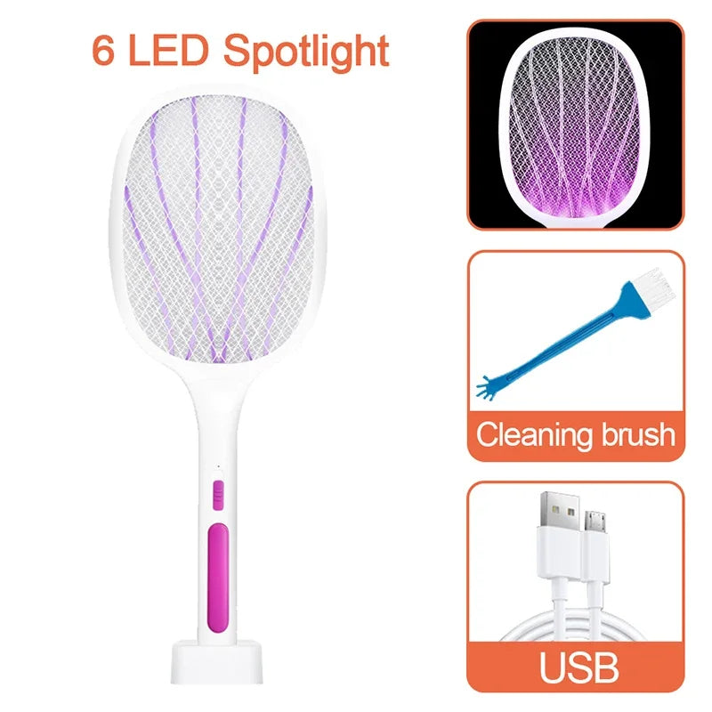 10LED Trap Mosquito Killer Lamp Electric Flies Swatter USB Rechargeable Summer Mosquito Trap Racket Anti Insect Bug Zapper 3000V