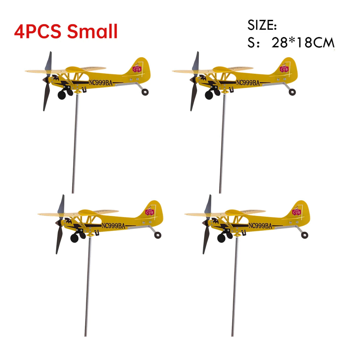 3D Piper J3 Cub Wind Spinner Plane Metal Airplane Weather Vane Outdoor Roof Wind Direction Indicator WeatherVane Garden Decor