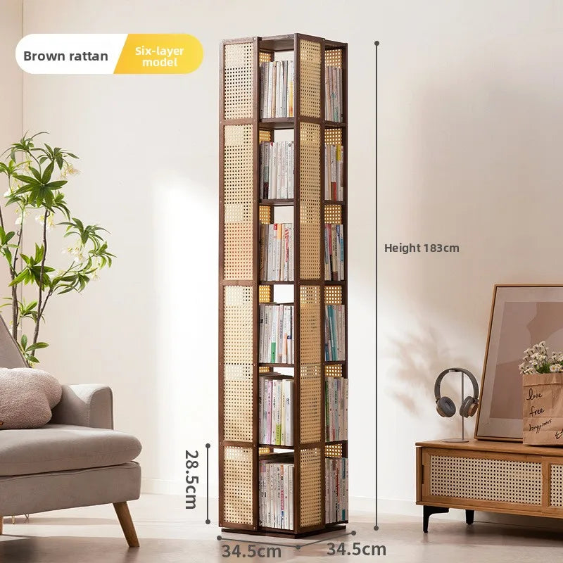 Rotating bookshelf 360 degree floor storage shelf Internet celebrity home simple student bookcase
