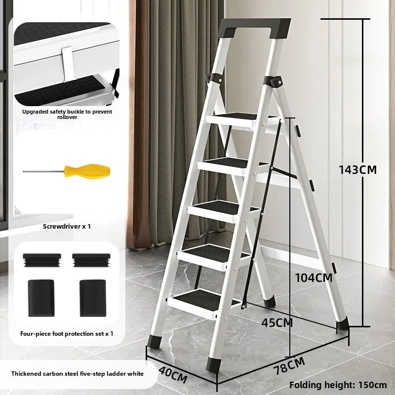 Home ladder stool folding zigzag ladder anti slip pedal ladder indoor