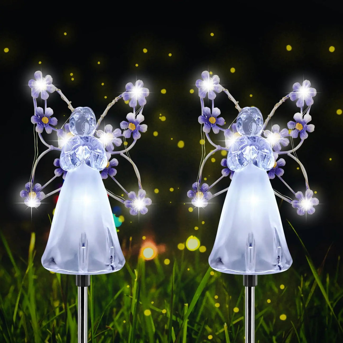 1/2/4Pack Solar Garden Light Fairy Angel Solar Powered Fairy Light LED Outdoor Decorative Pathway Light for Cemetery Grave Yard